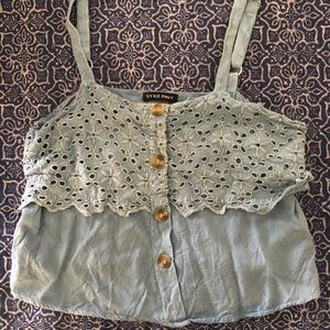blue cropped tank top